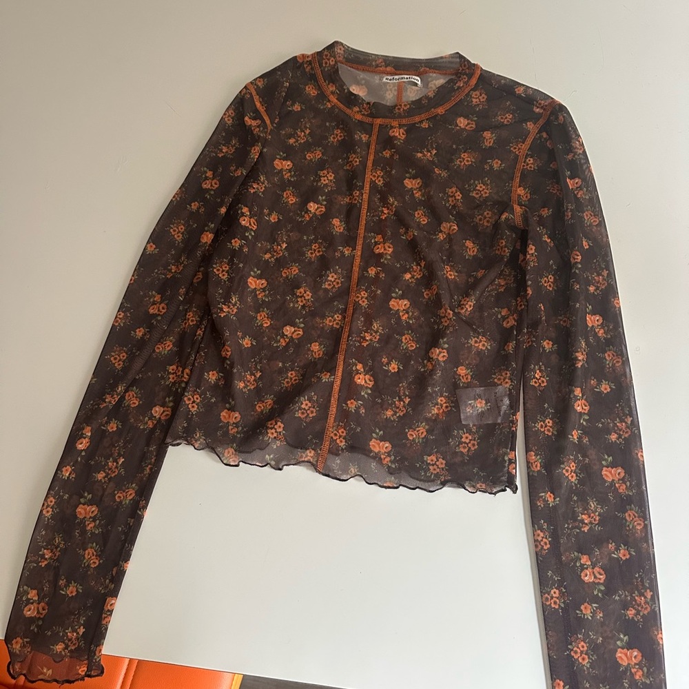 Reformation Sheer Long Sleeve Top